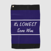 ネイビーおもしろいブルー最低スコアがゴルファーのギフトを勝ち取る ゴルフタオル (正面)