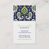 ネイビーおよびグリーンイカットペイズリー名刺 名刺 (正面)