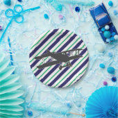 ネイビーおよびグリーンヴィンテージ飛行機紙プレート ペーパープレート (パーティー)