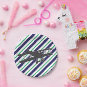 ネイビーおよびグリーンヴィンテージ飛行機紙プレート ペーパープレート (パーティー)