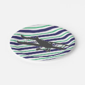 ネイビーおよびグリーンヴィンテージ飛行機紙プレート ペーパープレート (アングル)