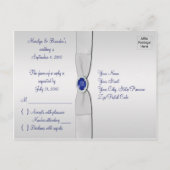 ネイビーおよびシルバーR.S.V.P.カード インビテーションポストカード (裏面)