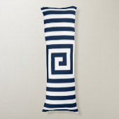 ネイビーおよびホワイトジオメトリック無地のス反転 ボディピロー (正面縦)