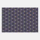 ネイビーおよび金ゴールドの幾何学的な折り返し紙セット ラッピングペーパーシート (正面)
