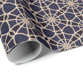 ネイビーおよび金ゴールドデザイン幾何学的デザイン ラッピングペーパー (ロールコーナー)
