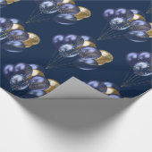ネイビーおよび金ゴールドバルーンのパターン ラッピングペーパー (角)