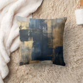 ネイビーおよび金ゴールド幾何学模様 クッション (ブランケット)