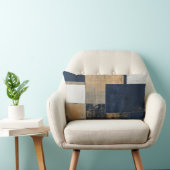 ネイビーおよび金ゴールド幾何学模様 ランバークッション (椅子)