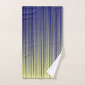 ネイビーおよび黄色のグラデーション線パターン バスタオルセット (ハンドタオル)