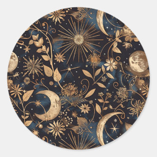 ネイビーお洒落のムーンライトガーデン封筒シール ラウンドシール