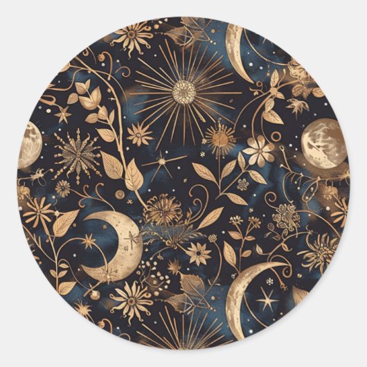 ネイビーお洒落のムーンライトガーデン封筒シール ラウンドシール (正面)