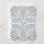 ネイビーお洒落ピーコック愛バードパタ結婚ーン 招待状 (裏面)