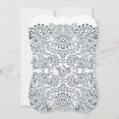 ネイビーお洒落ピーコック愛バードパタ結婚ーン 招待状 (裏面)