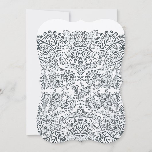 ネイビーお洒落ピーコック愛バードパタ結婚ーン 招待状 (裏面)