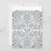 ネイビーお洒落ピーコック愛バードパタ結婚ーン 招待状 (裏面)