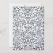 ネイビーお洒落ピーコック愛バードパタ結婚ーン 招待状 (裏面)