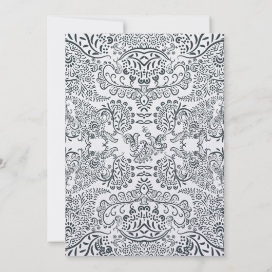 ネイビーお洒落ピーコック愛バードパタ結婚ーン 招待状 (裏面)