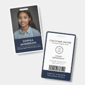 ネイビーお洒落ブルーモダンミニマルのロゴ&写真 バッジ (正面＆裏面)