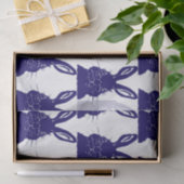 ネイビーお洒落ブルー&ホワイトバニーラビットパターン 薄葉紙 (ギフト)