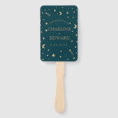 ネイビーお洒落金ゴールドスターズ月プロ結婚グラム ハンドファン (正面)