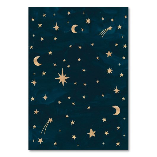 ネイビーお洒落金ゴールドスターズ月結婚天文学 テーブルナンバー (裏面)