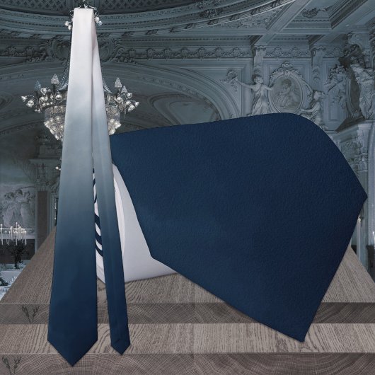 ネイビーからダスティブルーグラデーションモノクロ結婚へ ネクタイ