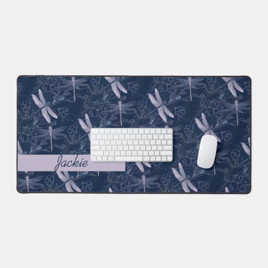 ネイビーかわいらしにトンボカスタムイ デスクマット (キーボード&マウス)