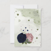 ネイビーかわいらしブルーとピンクの花 サンキューカード (裏面)