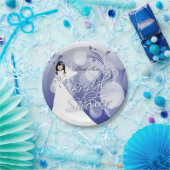 ネイビーかわいらしブルーとホワイトのブライダルシャワー ペーパープレート (パーティー)