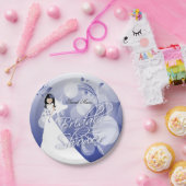 ネイビーかわいらしブルーとホワイトのブライダルシャワー ペーパープレート (パーティー)