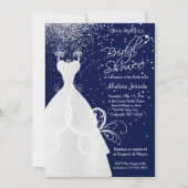 ネイビーかわいらしブルーのブライダルシャワー 招待状 (正面)
