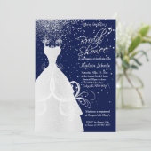 ネイビーかわいらしブルーのブライダルシャワー 招待状 (スタンド正面)