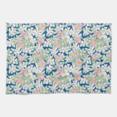 ネイビーかわいらしブルーキッチンタオルにピンクのドングローブ キッチンタオル (横)