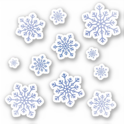 ネイビーかわいらしブルークリスマス冬の雪片セット シール (正面)