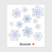 ネイビーかわいらしブルークリスマス冬の雪片セット シール (シート)