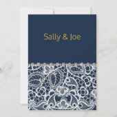 ネイビーかわいらしレースダイアモンド結婚ズ 招待状 (正面)