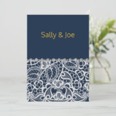 ネイビーかわいらしレースダイアモンド結婚ズ 招待状 (スタンド正面)