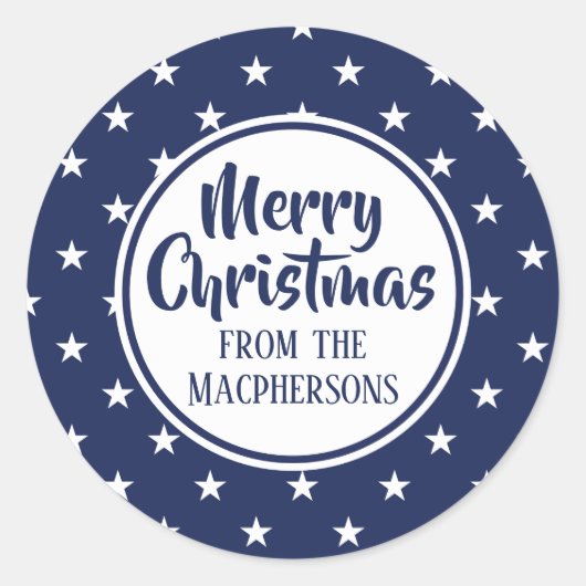 ネイビーがクリスマスステッカーを主演 ラウンドシール (正面)