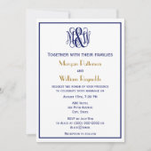 ネイビーつる植物スクリプトモノグラムB&G DIY BG 結婚's 招待状 (正面)