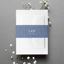 ネイビーつる植物パターンモノグラム 招待状ベリーバンド