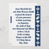 ネイビーでのマルチプレーヤーモード結婚式招待状 招待状 (正面/裏面)