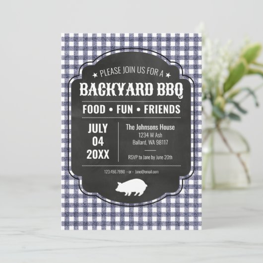 ネイビーでの裏庭BBQ 招待状 (スタンド正面)