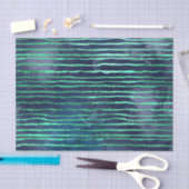 ネイビーとアクアブルーのパタストライプのーン 薄葉紙 (クラフト)