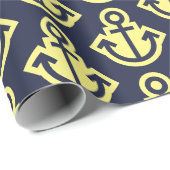 ネイビーとイエローのいかり包装紙 ラッピングペーパー (ロールコーナー)