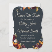 ネイビーとイエローの秋ワイルドフラワー日付を保存 (正面)