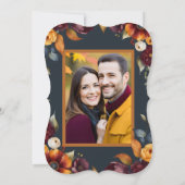 ネイビーとイエローの秋ワイルドフラワー日付を保存 (裏面)