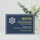 ネイビーとイエローの航海ウェディングレセプションカード エンクロージャーカード (スタンド正面)