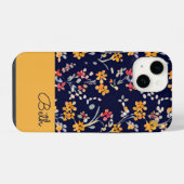ネイビーとイエローの野の花 iPhoneケース (裏面横)