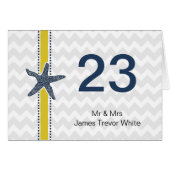 ネイビーとイエローヒトデのビーチ結婚式文具 (正面横)