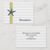 ネイビーとイエローヒトデのビーチ結婚式文具 エンクロージャーカード (正面/裏面)